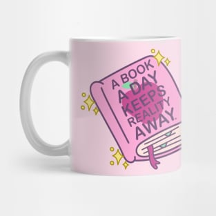 A Book A Day Keeps Reality Away - Cute Book Lover Doodle Mug